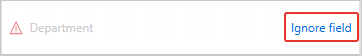 The Ignore field link next to the unmapped Department field on the Map tab